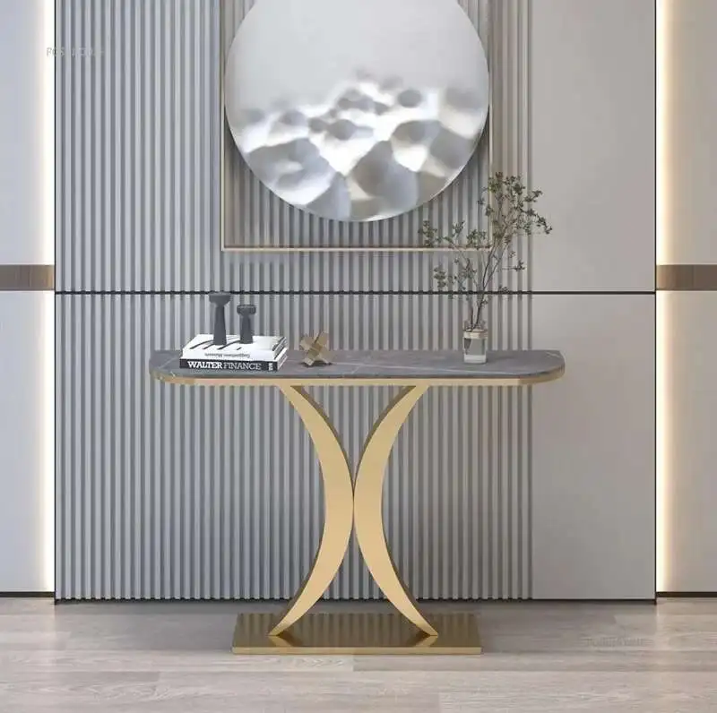 Nordic Light Luxury Console Table for Living Room Furniture Entryway Table Modern Hallway Table Semicircular Entrance Tables