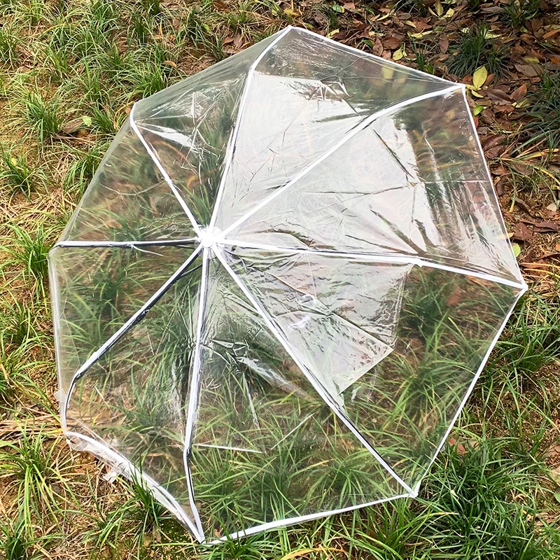 Transparent Foldable Automatic Umbrella For Women Windproof Outdoor Travel Rain Three fold Umbrellas