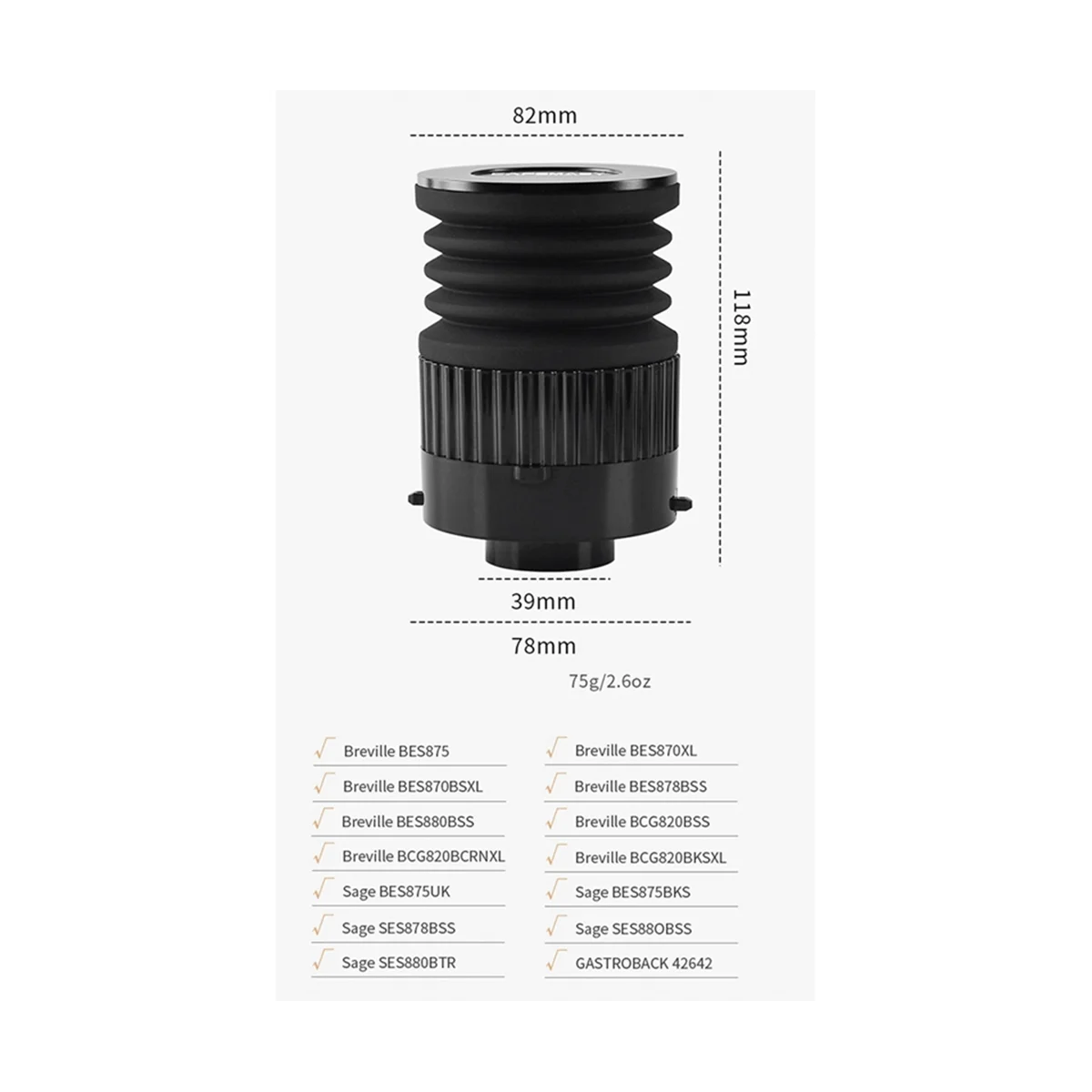 

Suitable for Breville Blowing Powder Bin Coffee Grinder Air Blowing Bean Bin Dosage Hopper with Bellows (Metal Cover)