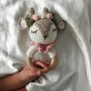 Newborn Mobile Gym Educational Ring Teething Toy Baby Cotton Baby Wooden Ring Rattle Crochet Wool Toy Customize Pacifier Chain 5