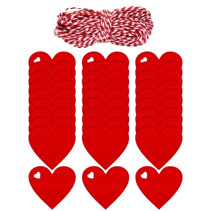 100pcs/pack Valentine's Day Love Tag Birthday Anniversary Heart Hole Tag Gift Bag Packaging Label Decoration Hanging party photo props halloween decoration props wooden ornament