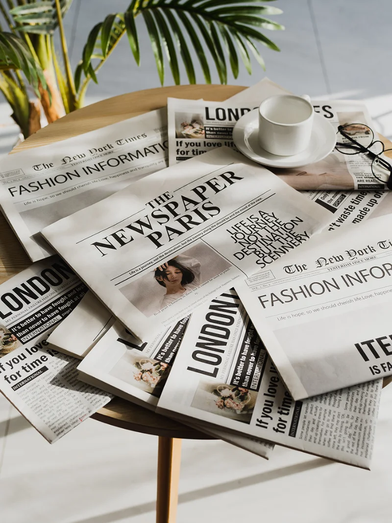 Conjunto 58x42cm Inglês Jornal Fotografia Adereços Roupas de Moda Decoração para Casa Comida Fotografia Fundo Adereços Peças