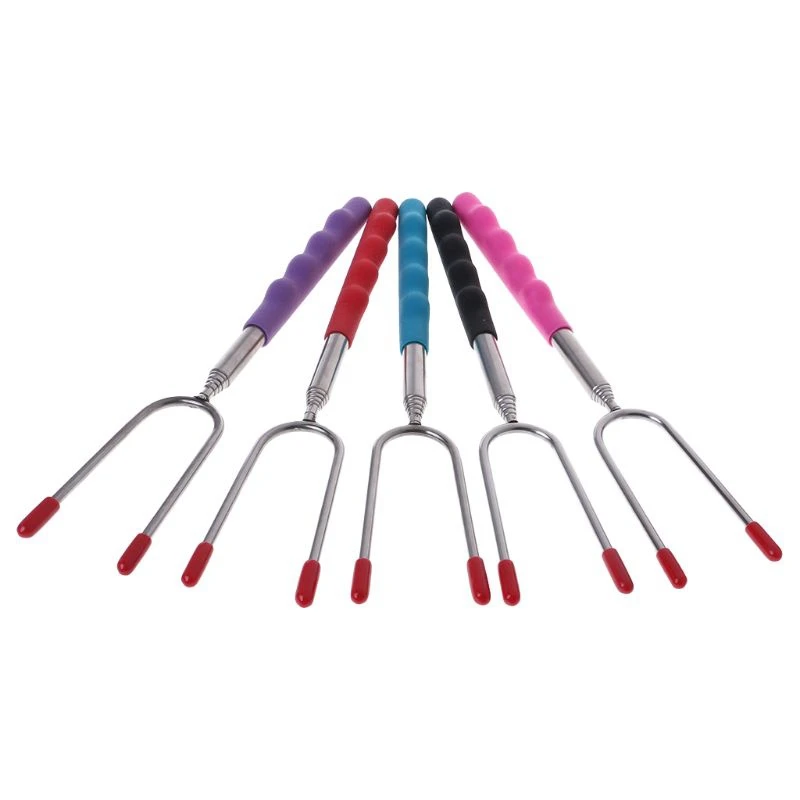 Barbecue Skewers Stainless Steel Telescoping BBQ Fork Roasting Sticks Marshmallow Hot Dog Skewers