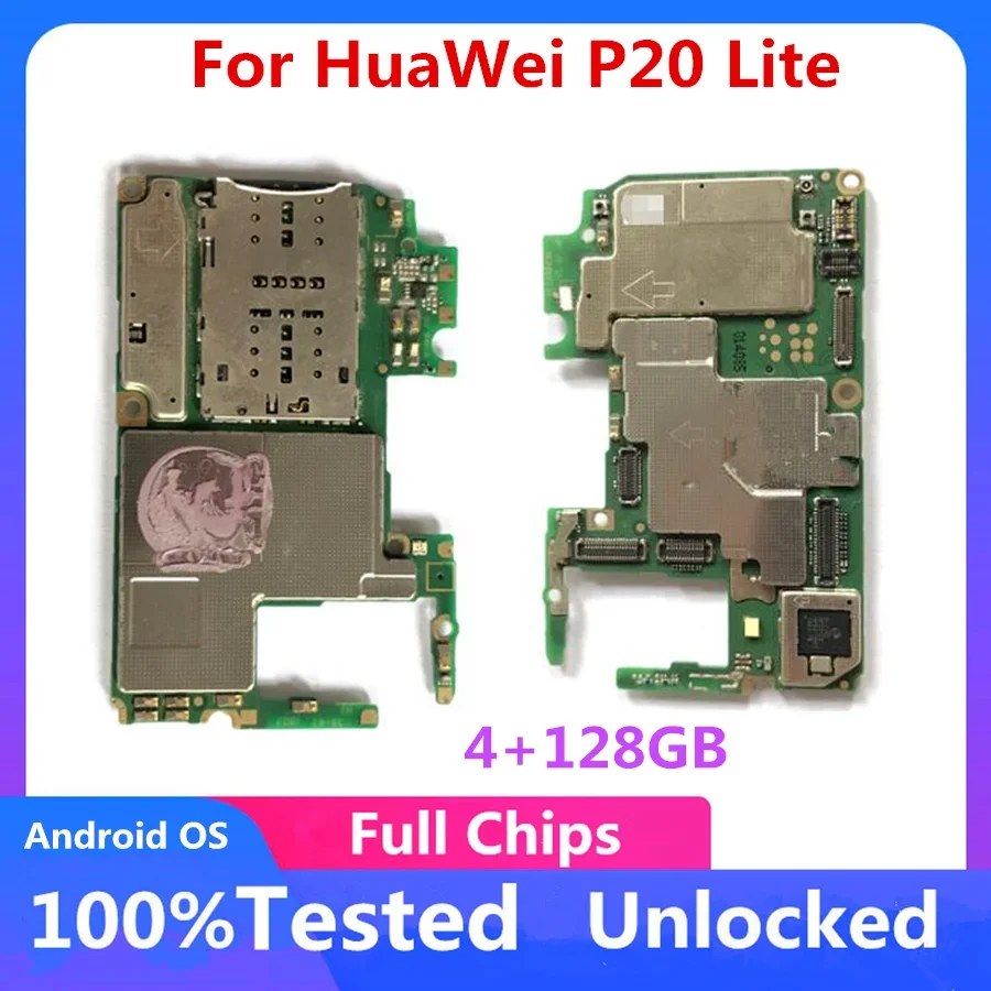 100% Unlocked Motherboard Full Chips Logic Board Tested Working 32 64 128GB Placa For Huawei P20 LITE mobile motherboard cell phone parts