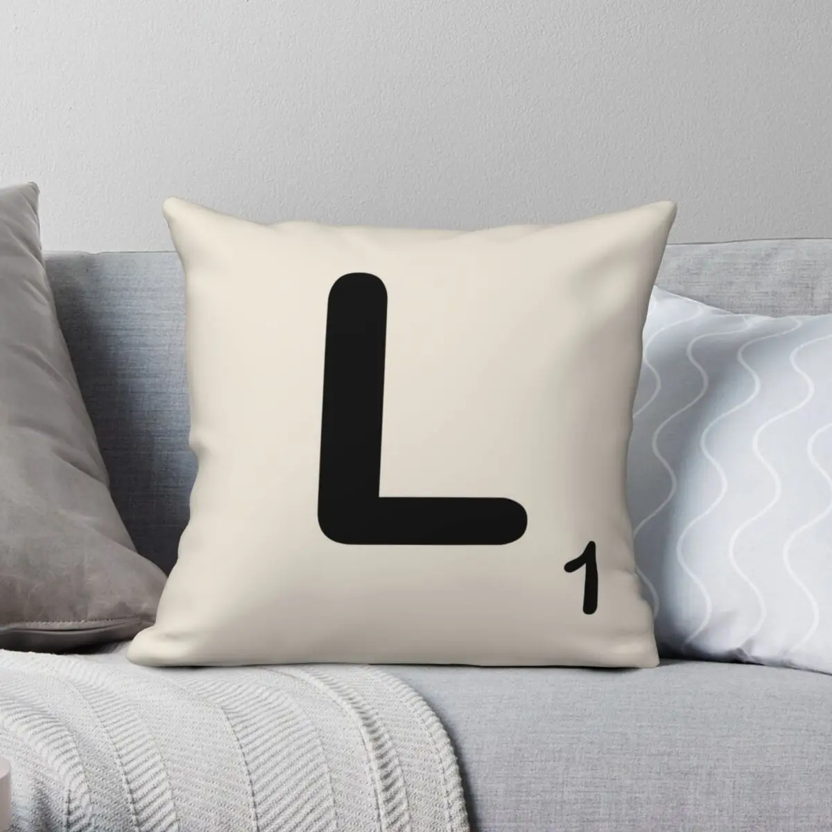 Scrabble Tile L Letter Geek Square Federa Poliestere Lino Velluto Creative Decor Throw Pillow Case Divano Seater Fodera Per Cuscino