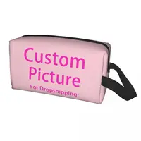 Custom Personalized Photo Logo Cosmetic Bag Women Cute Big Capacity DIY Print Makeup Case Beauty Storage Toiletry Bags 1