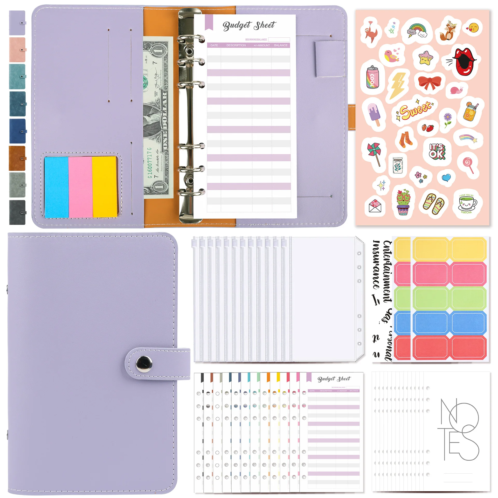 Versatile Money Budget Planner with Zippered Envelopes & Cash Organizer