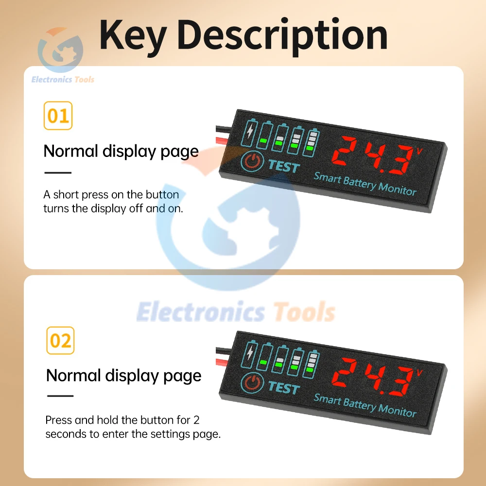 Indicatore Batteria DC 7-55V Con Display LED: Timer E Memoria Per Litio E LiFePO4, Per Veicoli Elettrici