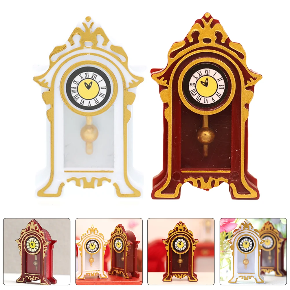 

Miniature House Furniture Exquisite Clock Adornment Kit Retro Style Pendulum Accessory Table Vintage