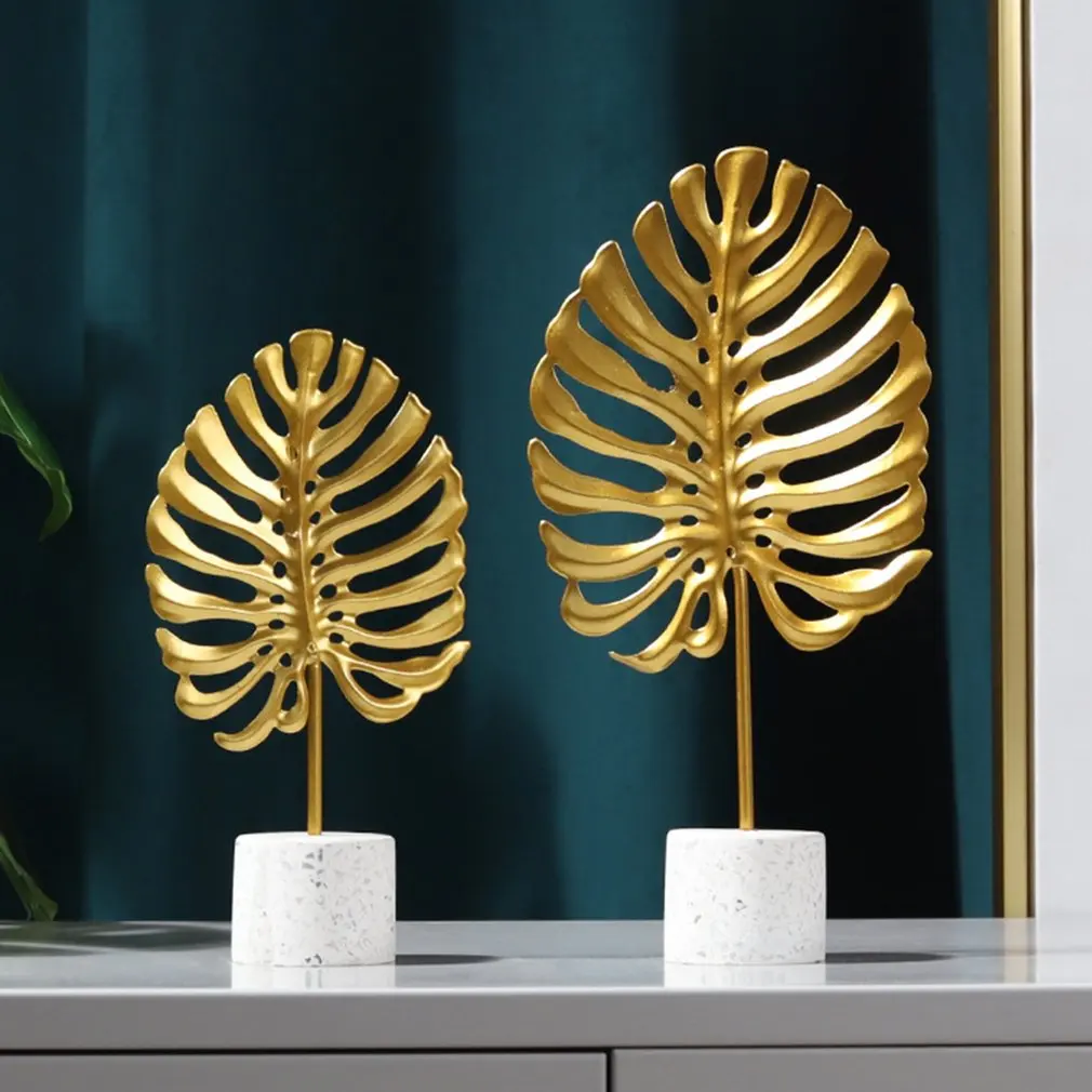 Iron Monstera Leaf Model Figurines  Manual Craft Home Ornaments Ginkgo Leaves Ornament Photo Props Statues Sculptures Home Decor statues gold leaf decorations gold leaf figure sculptures modern home decor craft gifts table ornaments