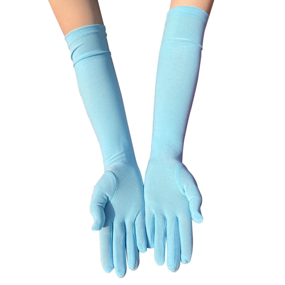 New Elastic Full Finger Holiday Party Gloves For Men Women Students Solid Knitted Long Mittens Outdoor Dance Dress Up Gloves