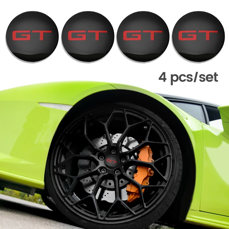 Car Styling 4Pcs 56Mm Gt Badge Emblem Car Wheel Center Hub Cap Adesivi Per Ford Bmw Peugeot Hyundai Audi Kia Accessori Per Auto