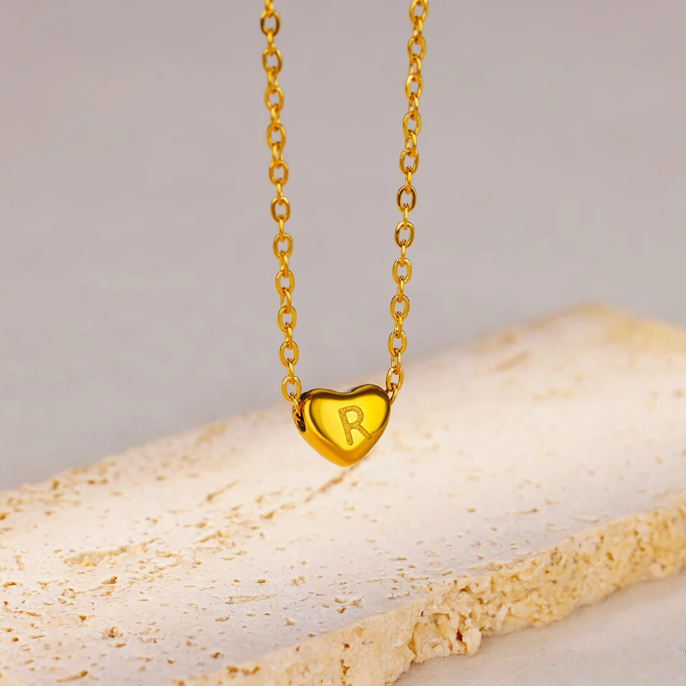 Tiny Jewelry For Women Gold Color Stainless Steel Engraved Initial A-Z