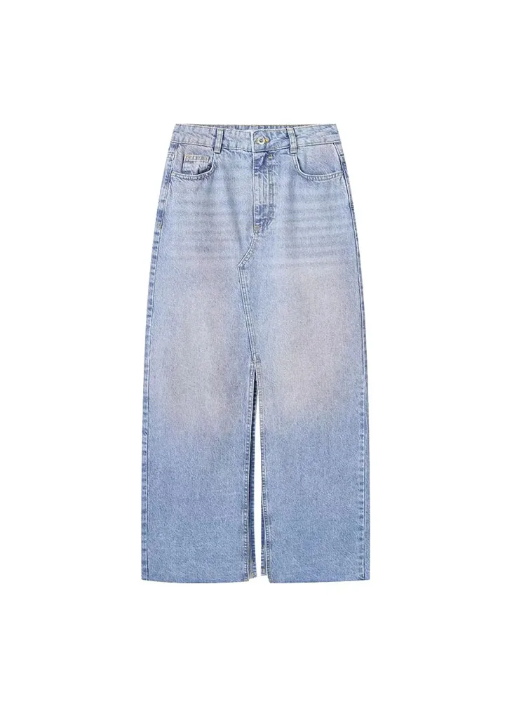 

TRAF Vintage Jeans pants 2023 Autumn Loose Straight High Waist Wide Leg Denim Pants Female Elegant Skirts