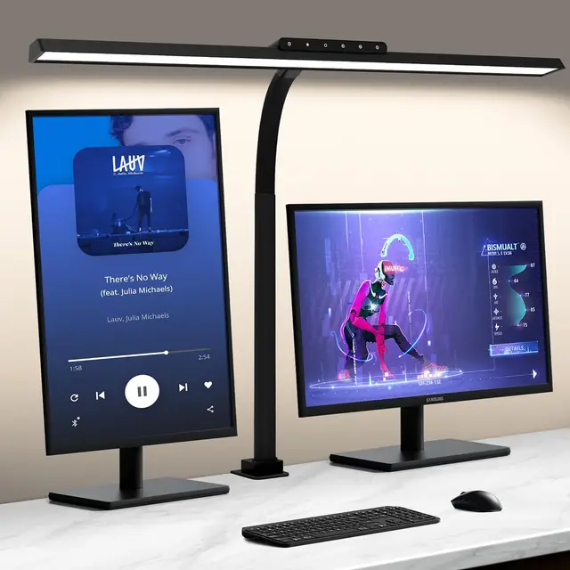 Led Desk lamp, 31.5" Stepless Dimming Desk Lamp for Home Office Eye Caring Desk Light with Clamp Flexible Gooseneck Modern