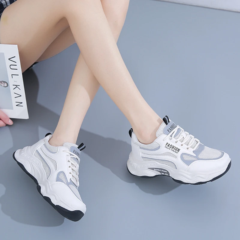 Shoes Women's 2022 New Sports Shoes Breathable Mesh Woman Casual Platform Shoes Student Running Shoes Ladies Fashion Sneakers