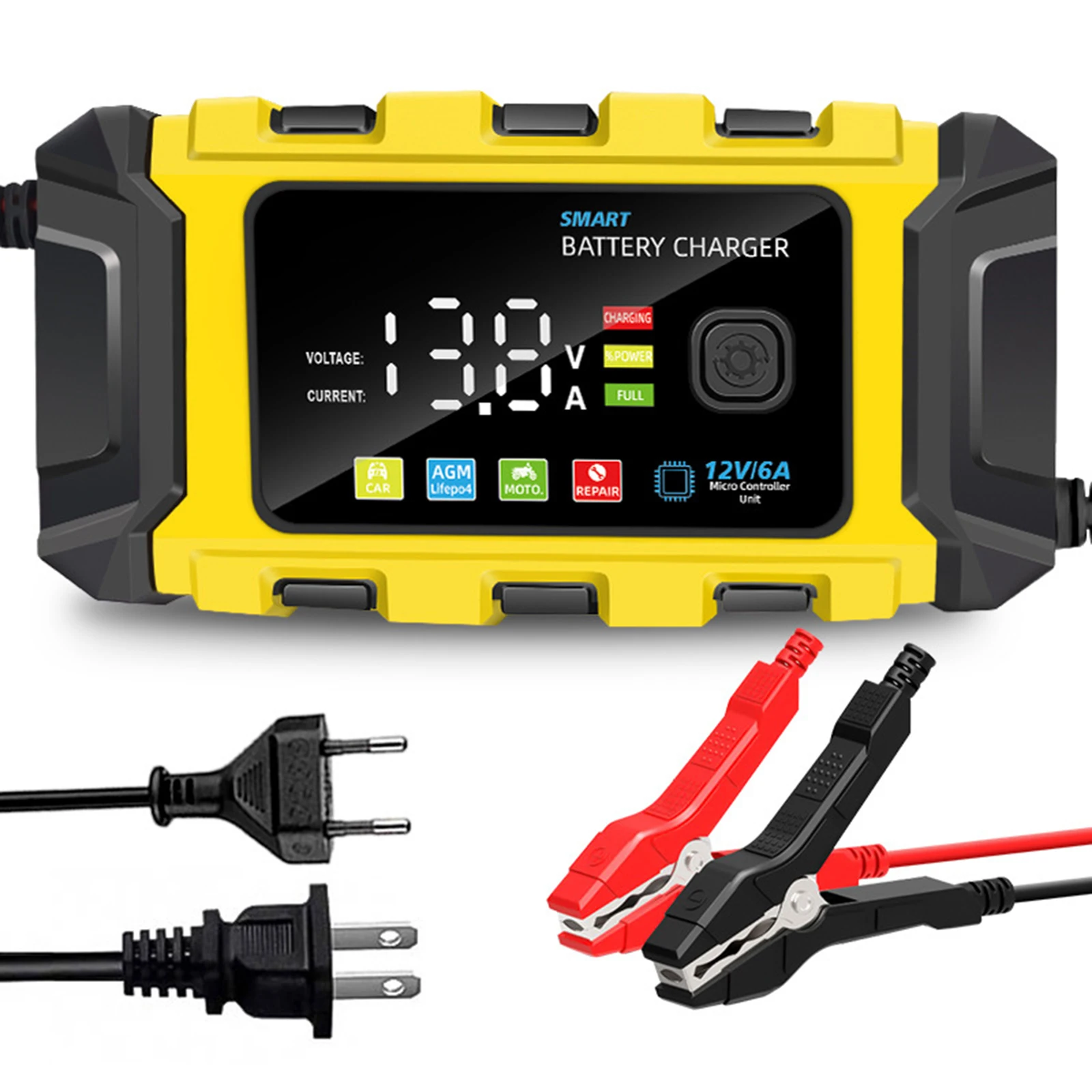 

12V 6A Car Battery Charger For 2AH-150AH lead-acid storage battery For motorcycles/cars/vehicles SUV Automotive Trickle Charger
