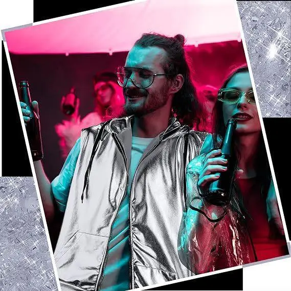 Shiny Nightclub Glossy Gold Mens Vest Hooded Sleeveless Jacket Steampunk Disco Party Dress Casual Hip Hop Vest Unisex Waistcoat 3