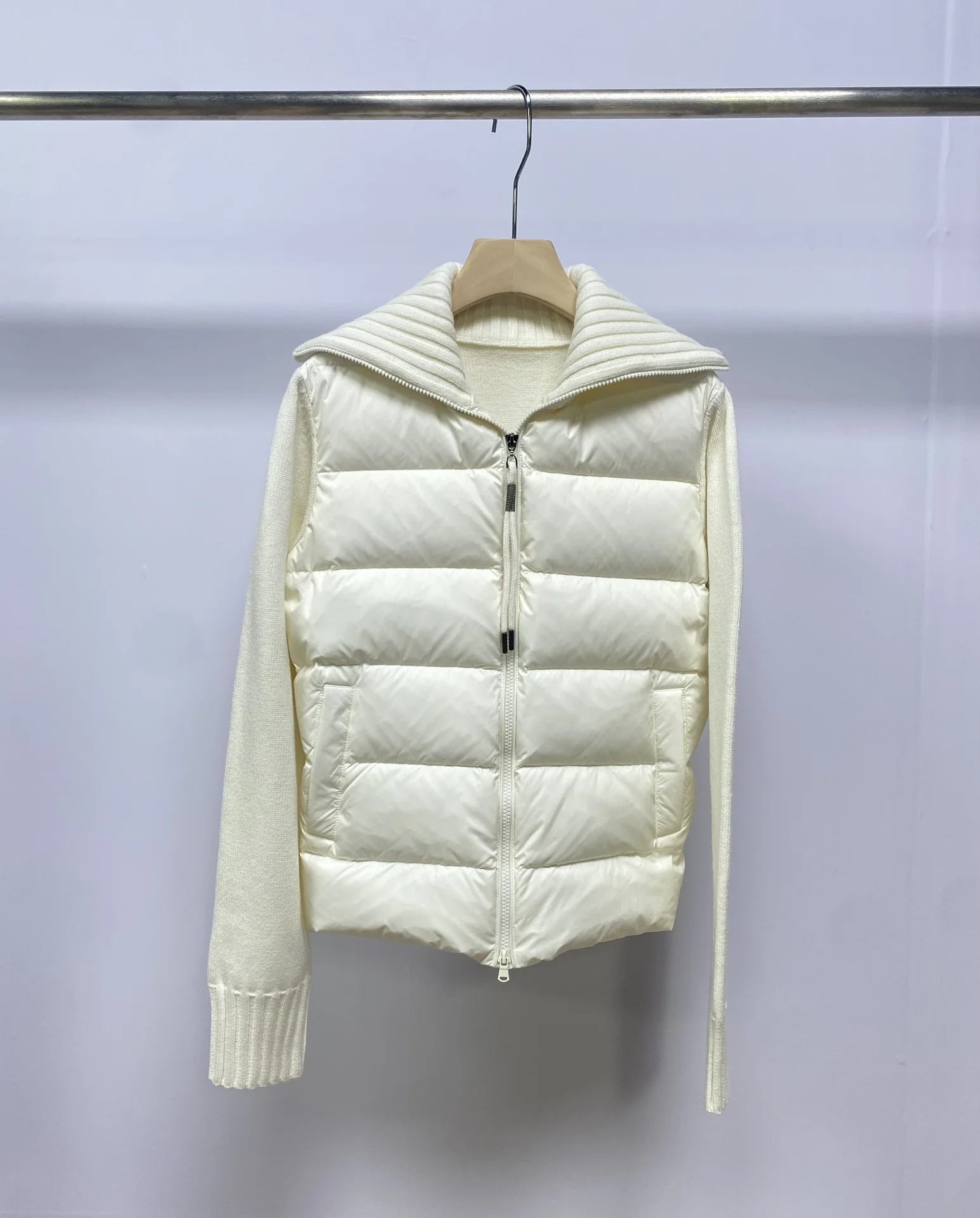 BC Women\'s Down Jacket Cashmere Knit Long Sleeves Coat Winter Female Casual Winter Clothing Filling White Goose Down