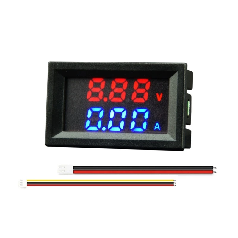  Voltímetro digital Amperímetro 3 dígitos DC 0-100V 50A/100A Voltímetro  Amperímetro Calibre Doble Panel LED Rojo Azul(1) : Herramientas y Mejoras  del Hogar