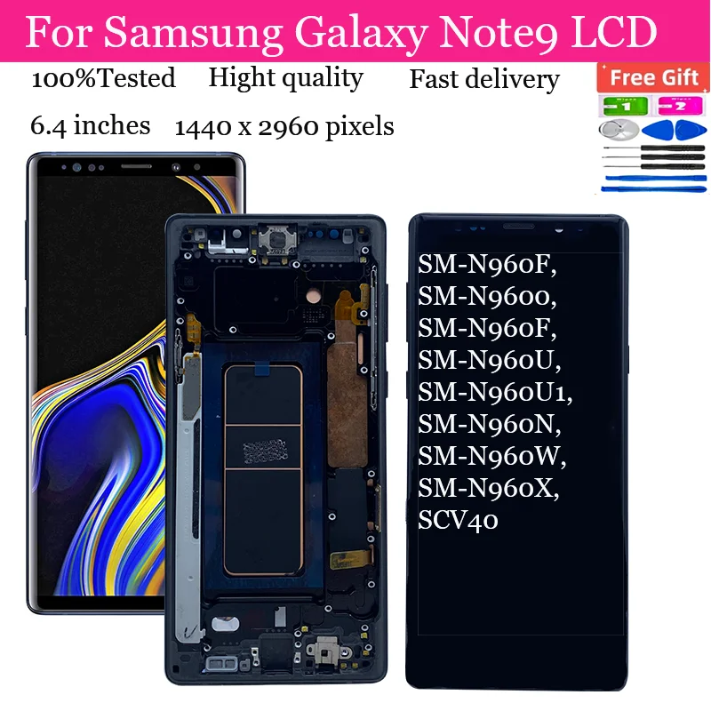 Oled-дисплей Note9 N960 для Samsung Galaxy Note 9 N960F N960DS ЖК-дисплей + сенсорный экран дигитайзер Замена с рамкой