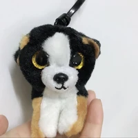 9cm Ty Beanie Big Eyes Small Pendant Keychain Clips Mini Stuffed Plush Toy Animals Doll  Black Dog Roscoe Children Gifts 2
