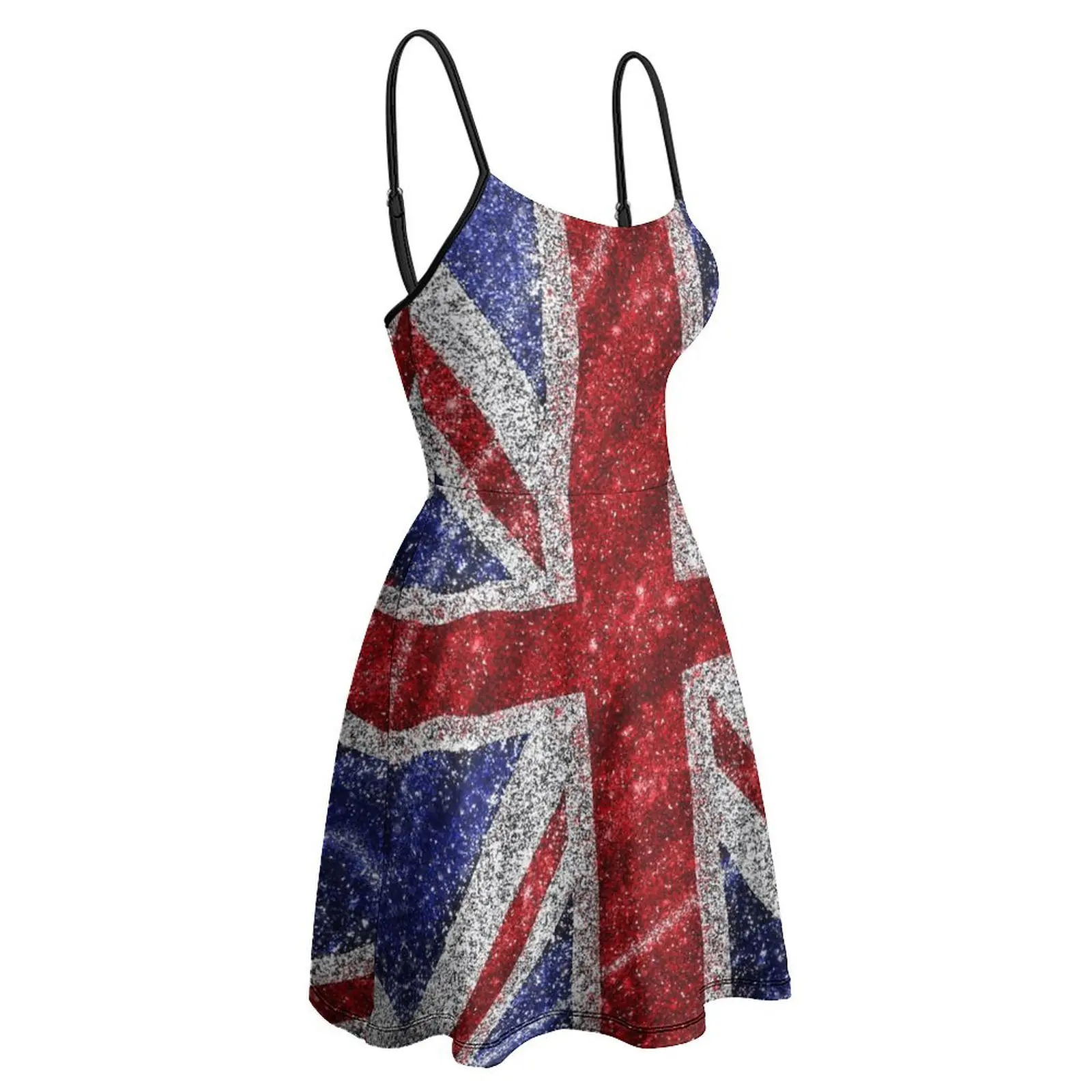 

Glitter Union Jack Flag UK Sequin Women's Sling Dress Graphic Vintage Exotic Woman's Dress Funny Novelty Parties The Dress