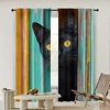 2pc,  Drapes black cat Versatile 100% Polyester,Without Electricity Versatile Applies to Living Room, Outdoor Decor 2