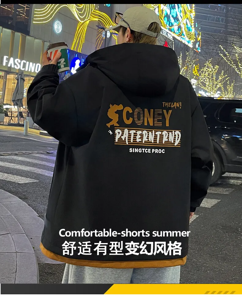 2026 Frühling Herbst Herren Kapuzen-Freizeitjacken Jugend Streetwear Loose Cargo Mäntel Outdoor Kurze Reißverschluss-Windbreaker Oberteile Kleidung – Detail 2