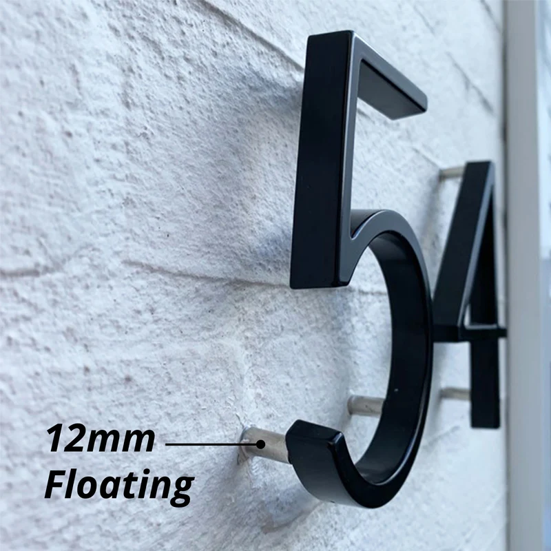 125mm Floating House Number Outdoor 5 inch Black Zinc Alloy Letter Apartment Door Numbers Mailbox Address Sign #0-9 Dash Slash house number signs door signs house numbers number plate