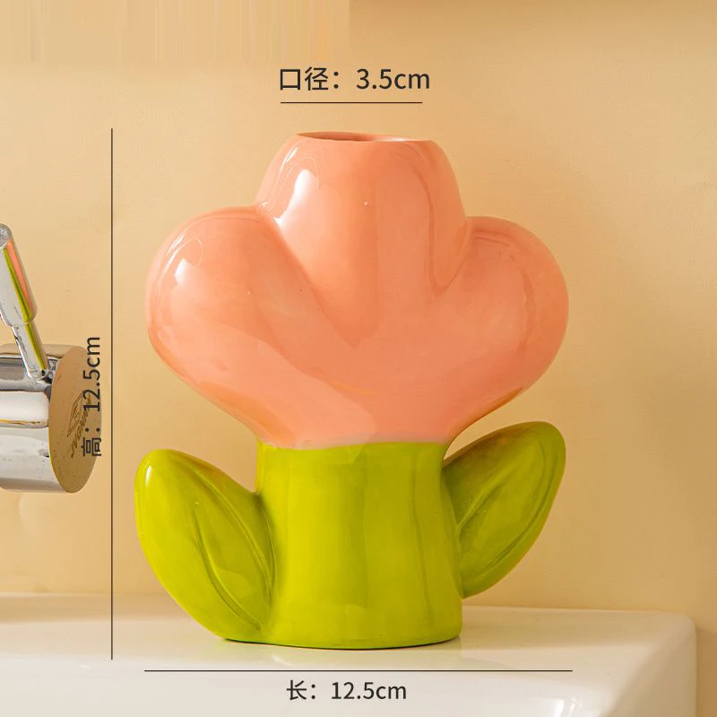 Ceramic Toothbrush Bucket, Household Bathroom Supplies, Creative Light Luxury Cute Flower Shape Toothbrush Cup, 1Pc