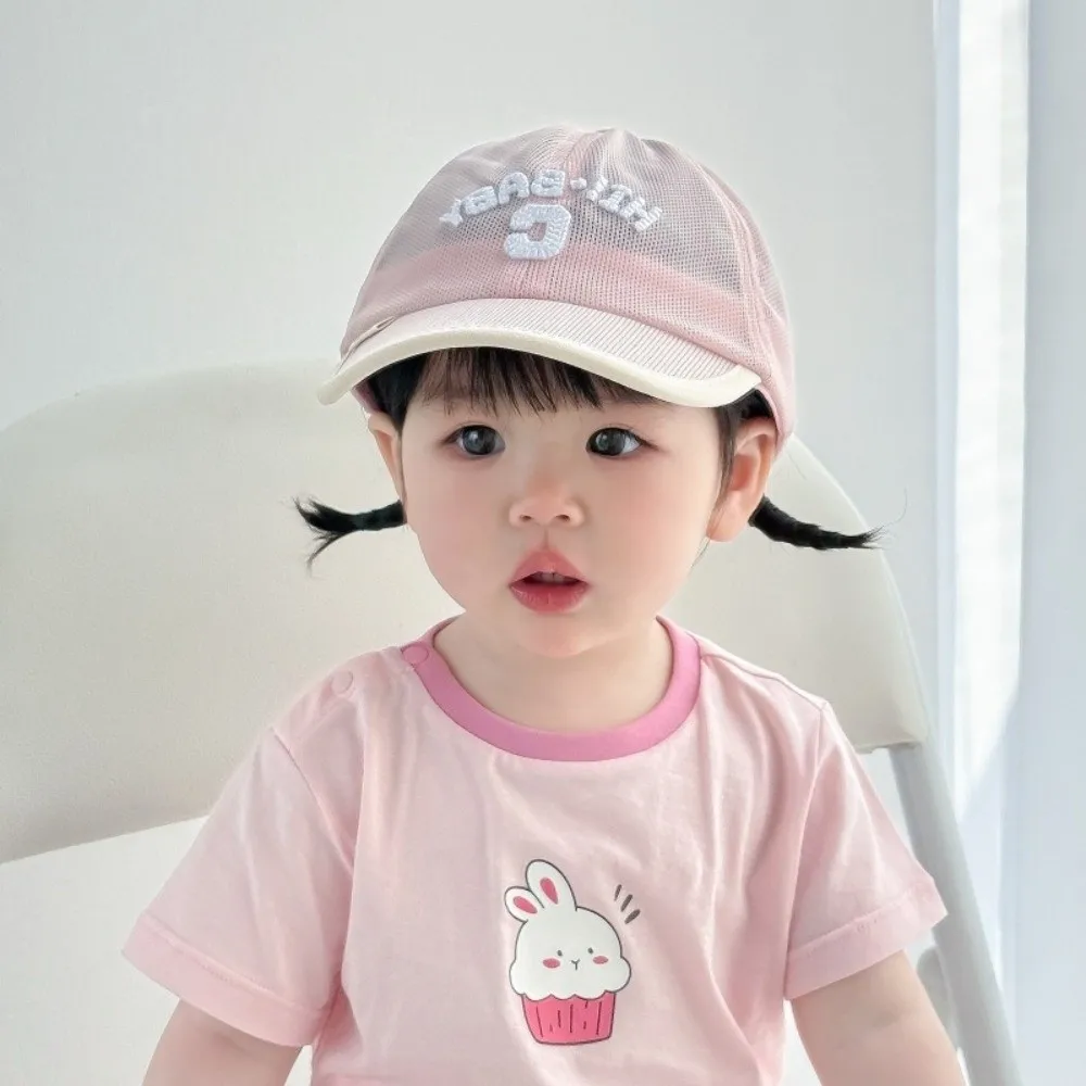 Simple Korean Baby Baseball Cap Letter C Summer Children Peaked Hat Mesh Embroidered Sports Visot Cap Outdoor