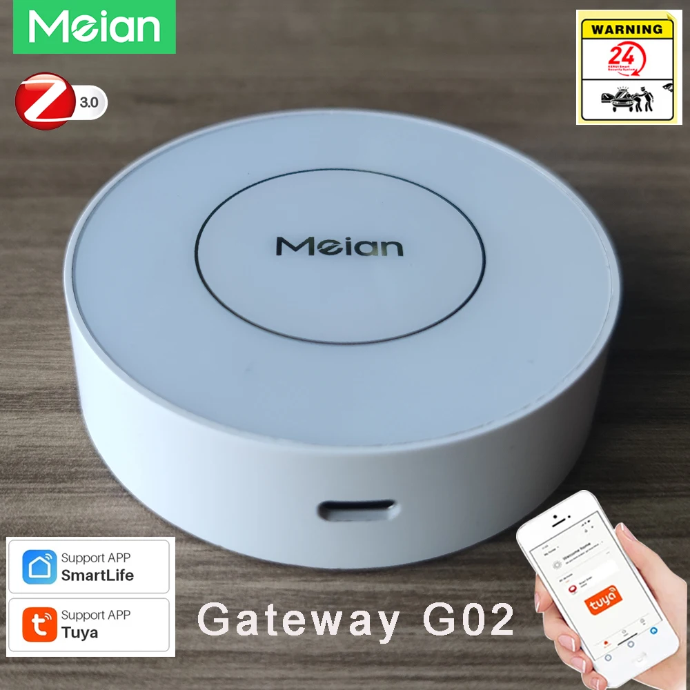 Meian G02 Zigbee Gateway Multi-Mode Tuya Linkage Hub Host Smart Security Protection Smart Life Wifi Wireless Bluetooth Alarm