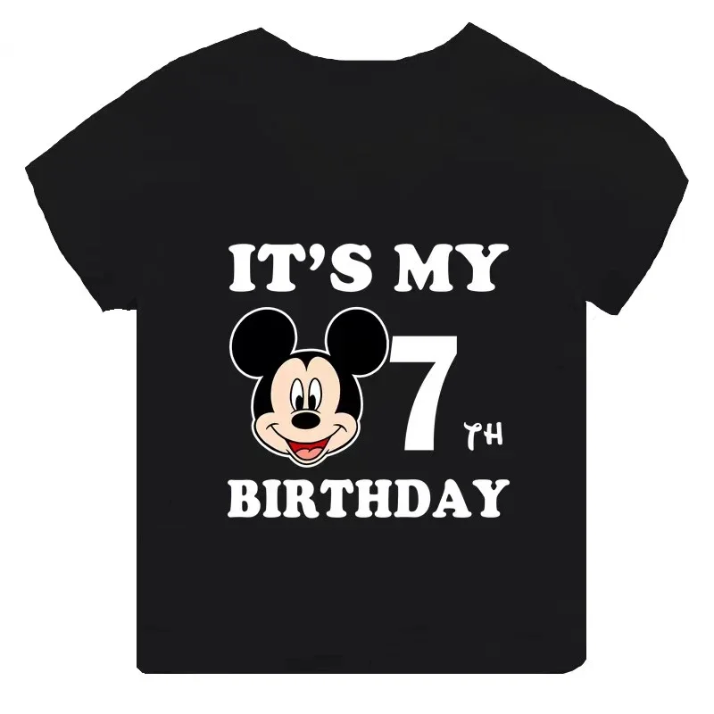 thumbnail image 1 of Ropa infantil con estampado de Mickey Mouse de Disney, es mi cumpleaños de 1, 2, 3, 4, 5, 6, 7, 8 y 9 años, camisetas para niños y niñas, lindas camisetas para bebés y niños, 1 of 5