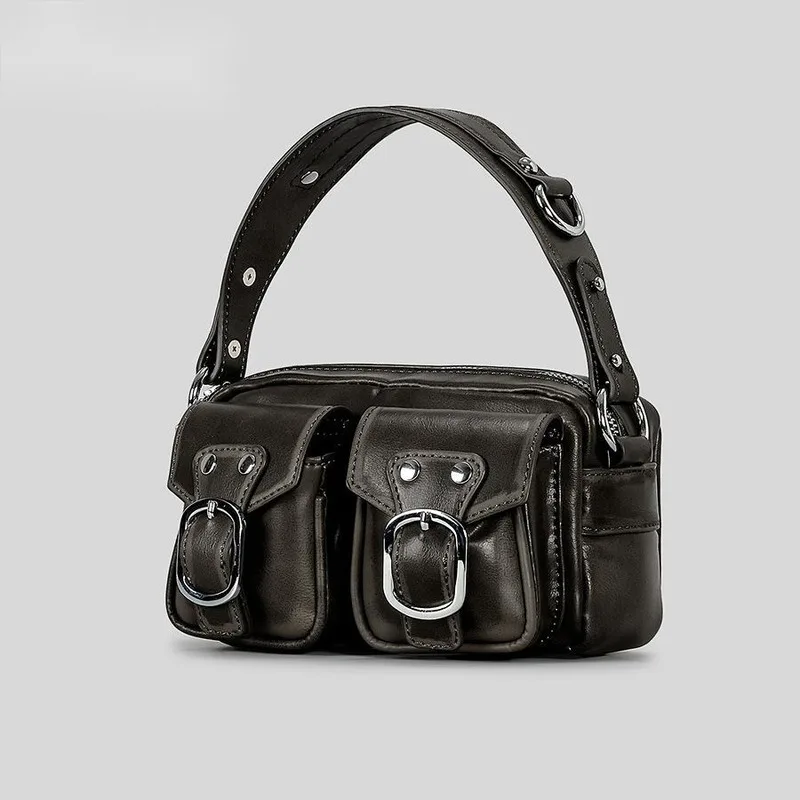 thumbnail image 1 of Mini bolso de mano de moda para mujer, estilo punk, estilo motociclista, bandolera para chicas, bolso de mano de PU con personalidad para la calle, 1 of 5