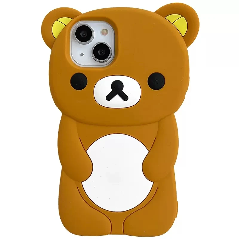 For iPhone 17 16 15 14 13 12 11 Pro Max Xs XR 6 7 8 Plus Cute Rilakkuma Bear Soft Silicone Cover Case 1