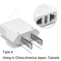 European to American Travel Power Adapter - EU to US Plug Converter with AC Outlet - US Plug - White (5PCS)
