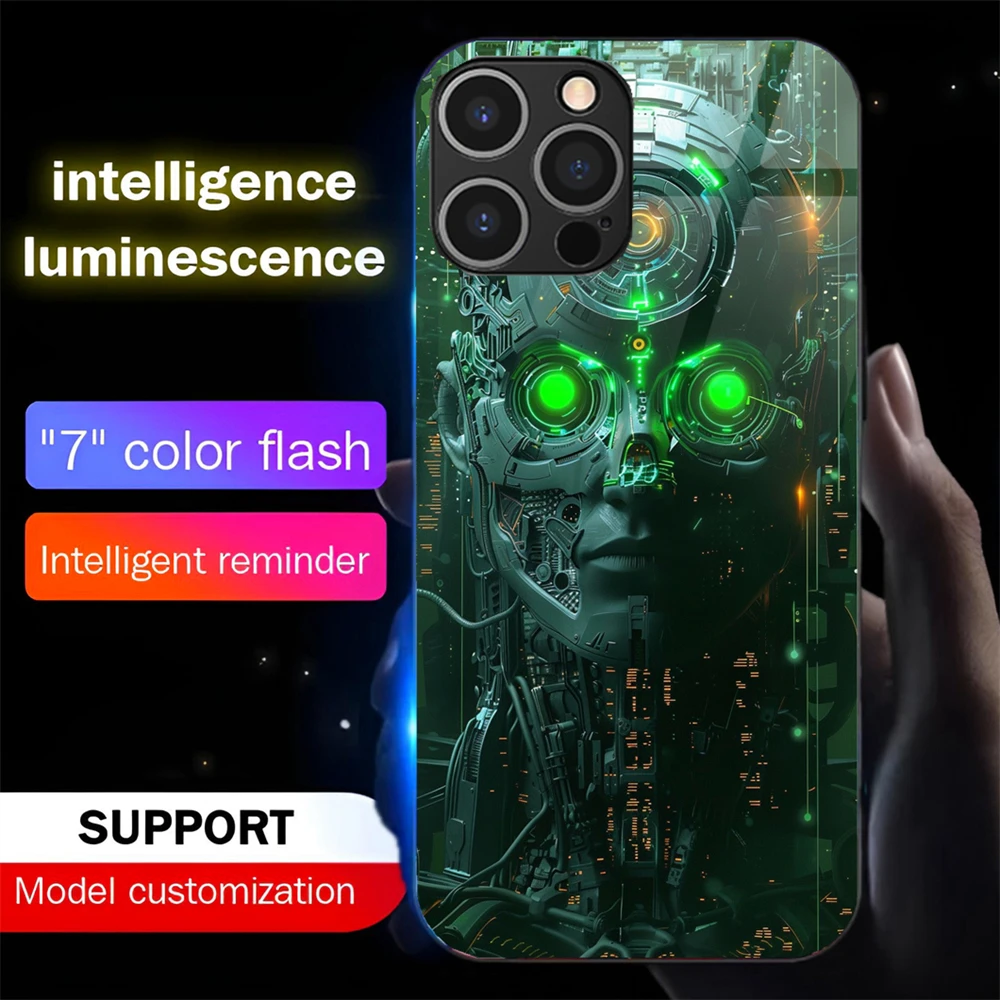 Smart Circuit Technologie Leuchtende Handyhülle LED-Licht Glas Stoßfeste Abdeckung für iPhone Air 17 16 E 15 14 13 12 11 Pro Max Plus – Detail 15