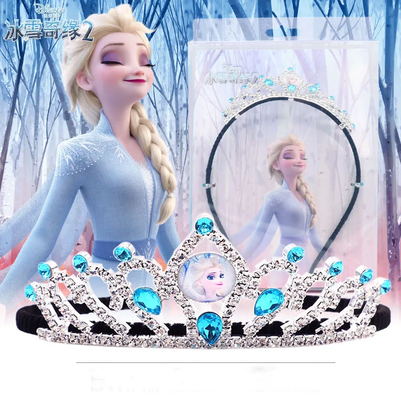 Disney frozen crianças coroa tiara princesa elsa bandana meninas de cristal  congelado bandana kawaii elsa crianças aniversário coroa presentes