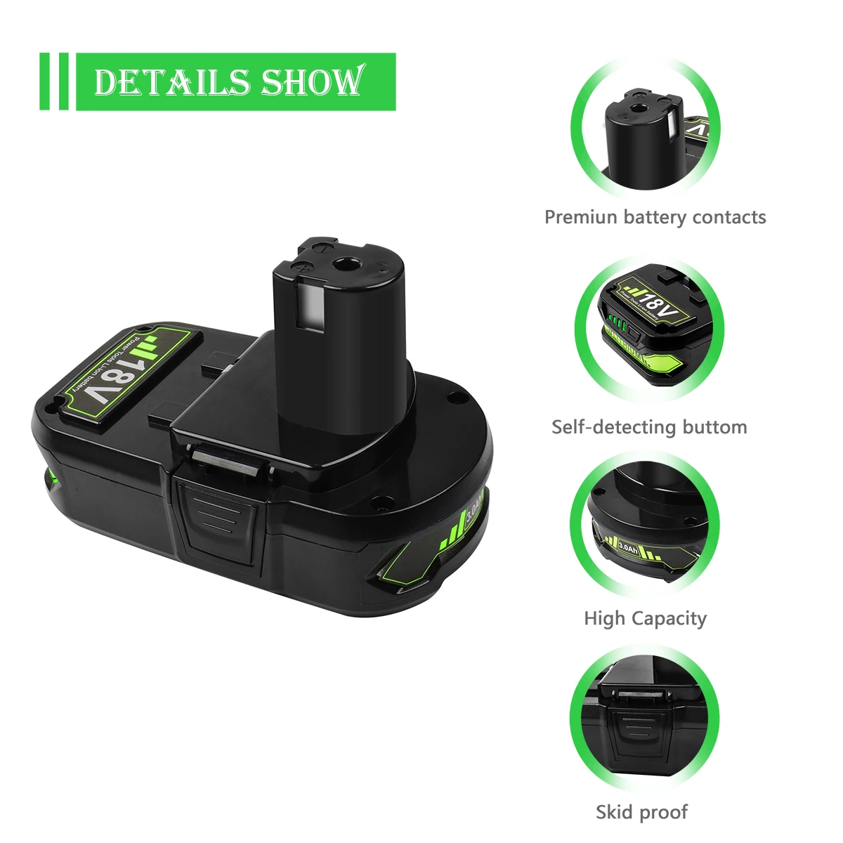 Bonacell-bateria de Substituição para Furadeira sem Fio Ryobi 18 v P107 P108 P104 P105 P102 P103 3000mah - Image 6