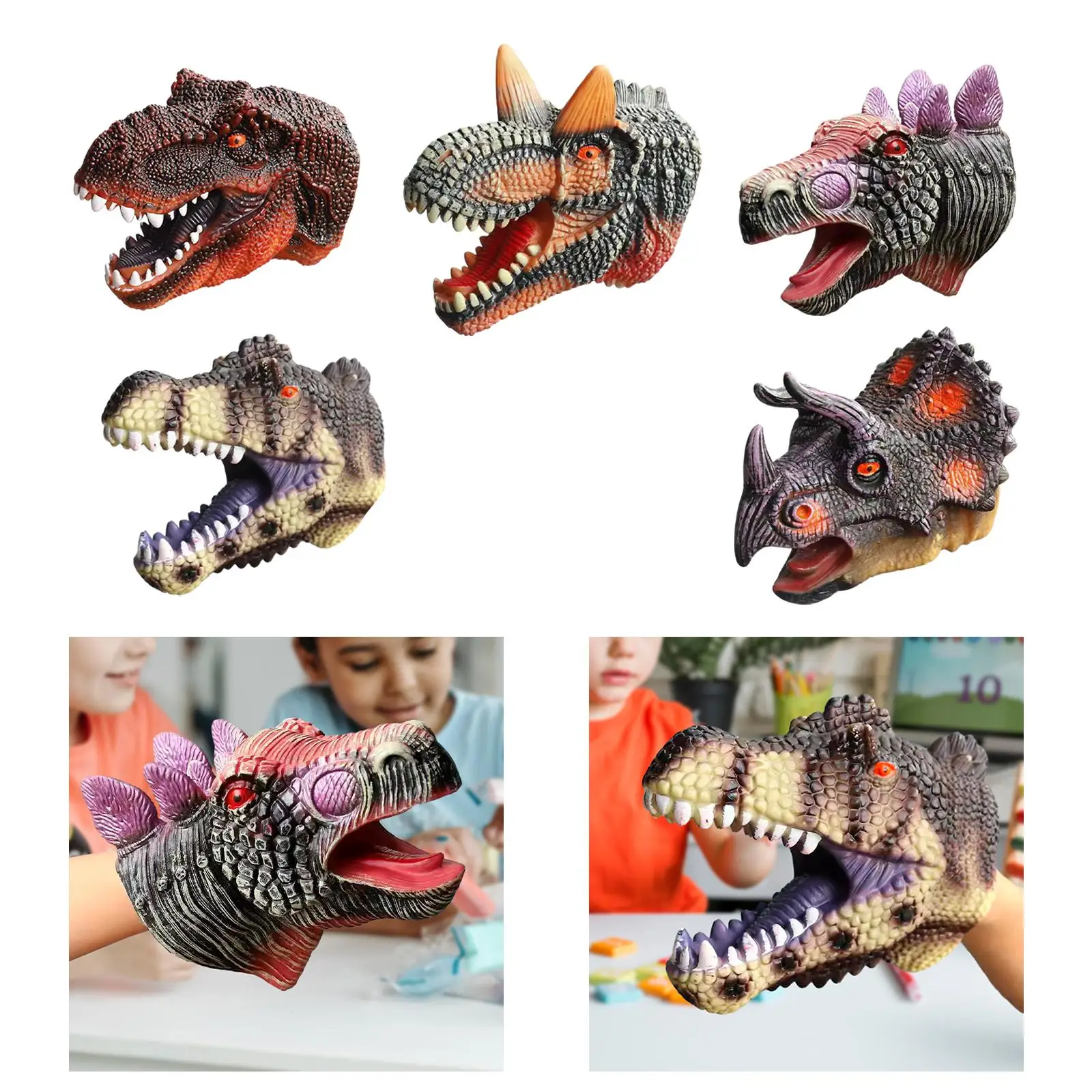 Dino Hand Puppet Soft Realistic Halloween Party Favor Simulation Hand Puppet for