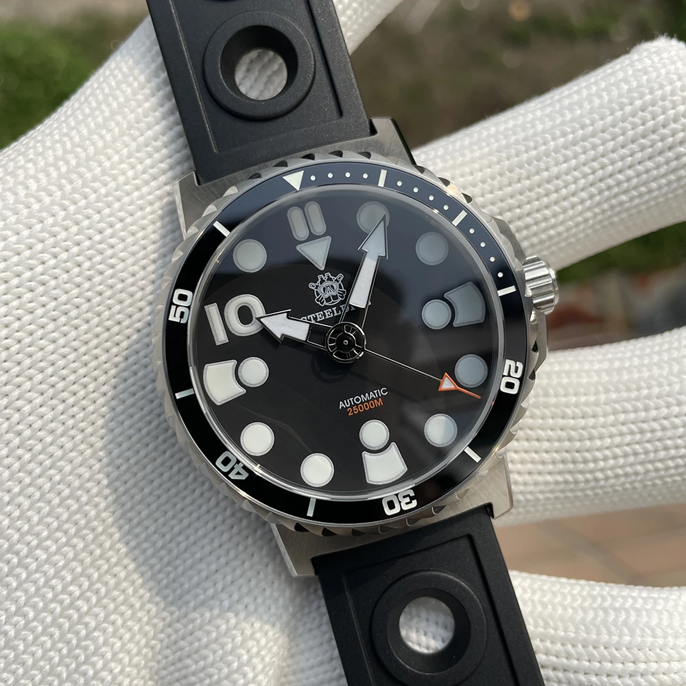 STEELDIVE 남성용 다이빙 시계, 블루 야광 46.5MM 빅 사이즈 25000M 방수 사파이어 유리 세라믹 베젤 NH35, SD1982 BGW9, 신제품