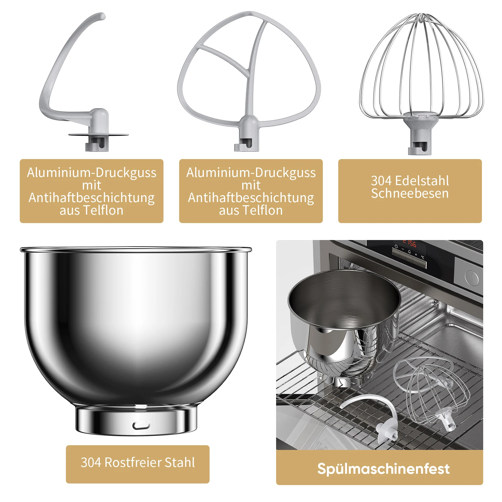 BioloMix Küchen-Lebensmittelmixer, 1200 W Gleichstrommotor mit 11 Geschwindigkeiten, digitaler OLED-Bildschirm, elektrischer Lebensmittelmixer mit Knethaken, Schneebesen – Detail 13