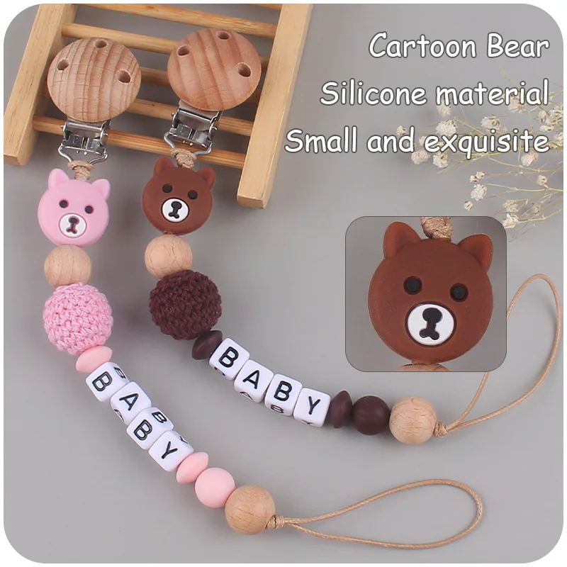 Baby Silicone Pacifier Clip Bear Teething Soother Chain For BPA Free Nursing Chew Toy Baby Dummy Holder Chain