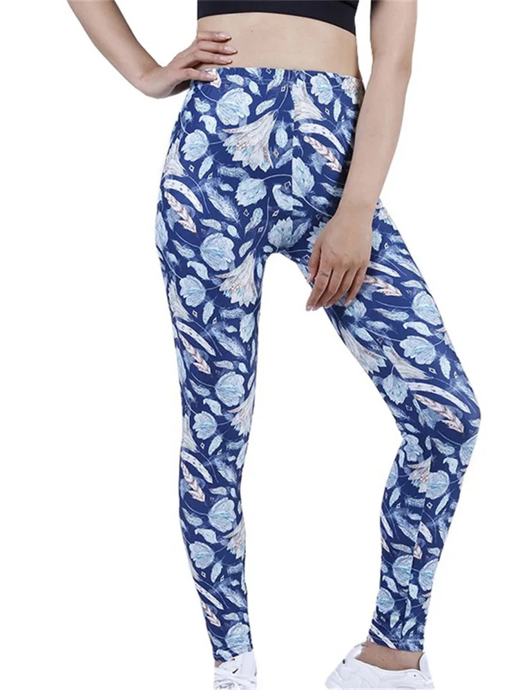 

LJCUIYAO High Waist Yoga Leggings Print Sport Women Fitness Push Up Pants Workout Running Sportswear Gym Tights Floral Clothing