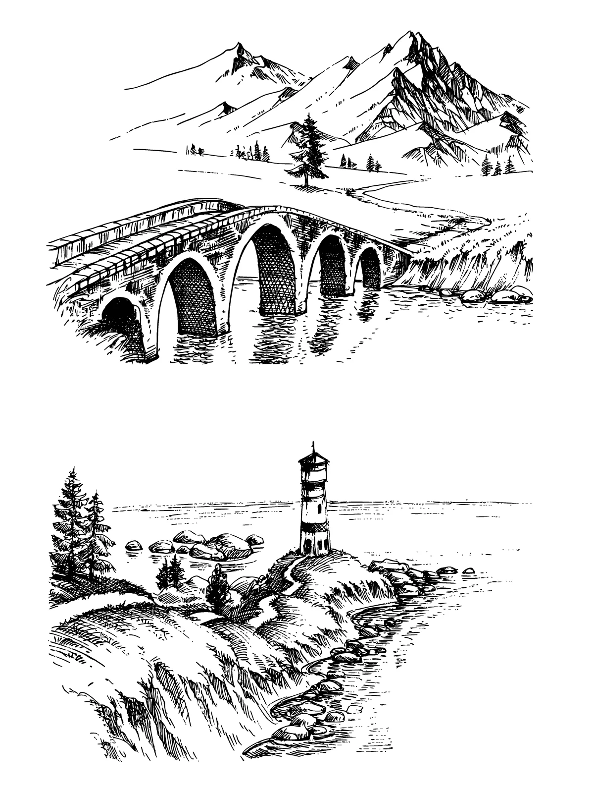 Mountain House Trees River Scenery Clear Stamps DIY Scrapbooking Paper Card Making Album Fun Decorative Silicone Seal Craft clear stamps clear rubber stamps