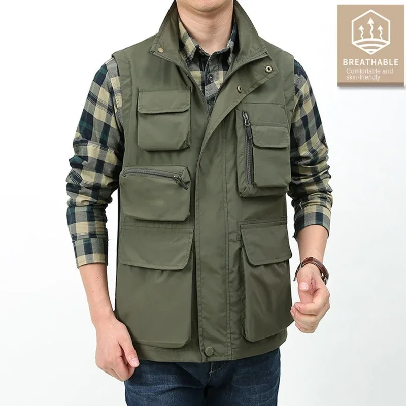 Jacket Custom Men's Fishing Vest Clothing Made Sleeveless Free Shipping Tactical Luxury Multipocket Man Windbreaker Hunting Coat