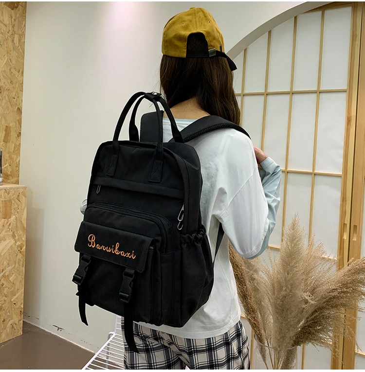 Small 2022 New Student Nylon Cute Backpacks College Young Girl Book Bag Fashion Embroidery School Bags For Teenage Girls Travel cool everyday backpacks