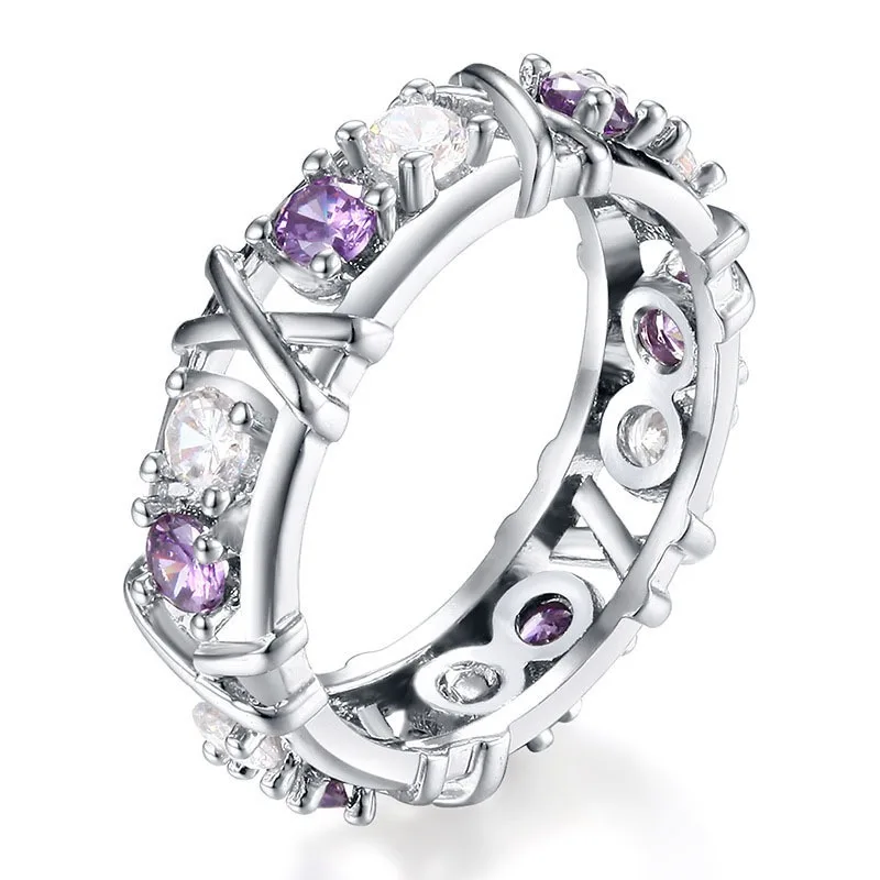 Silver Ring Sterling Interlaced Zircon Crystal Rings for Woman Engagement Wedding Jewelry Gift