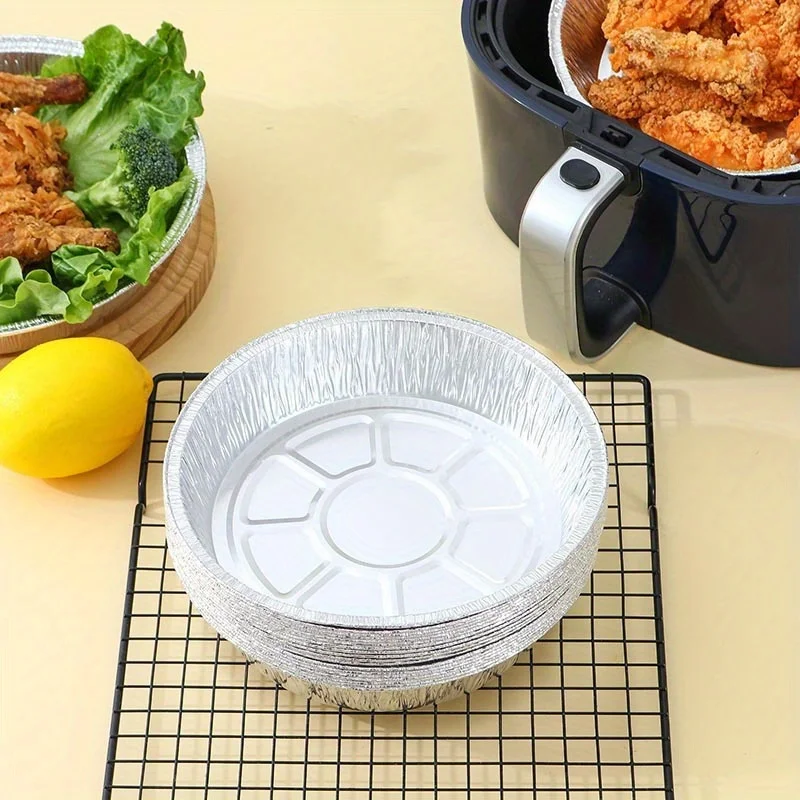 10/20/30pcs Air Fryer Disposable Foil Dish Disposable Food Grade Tin Foil Household Oven Baking Trays Grilling Plates